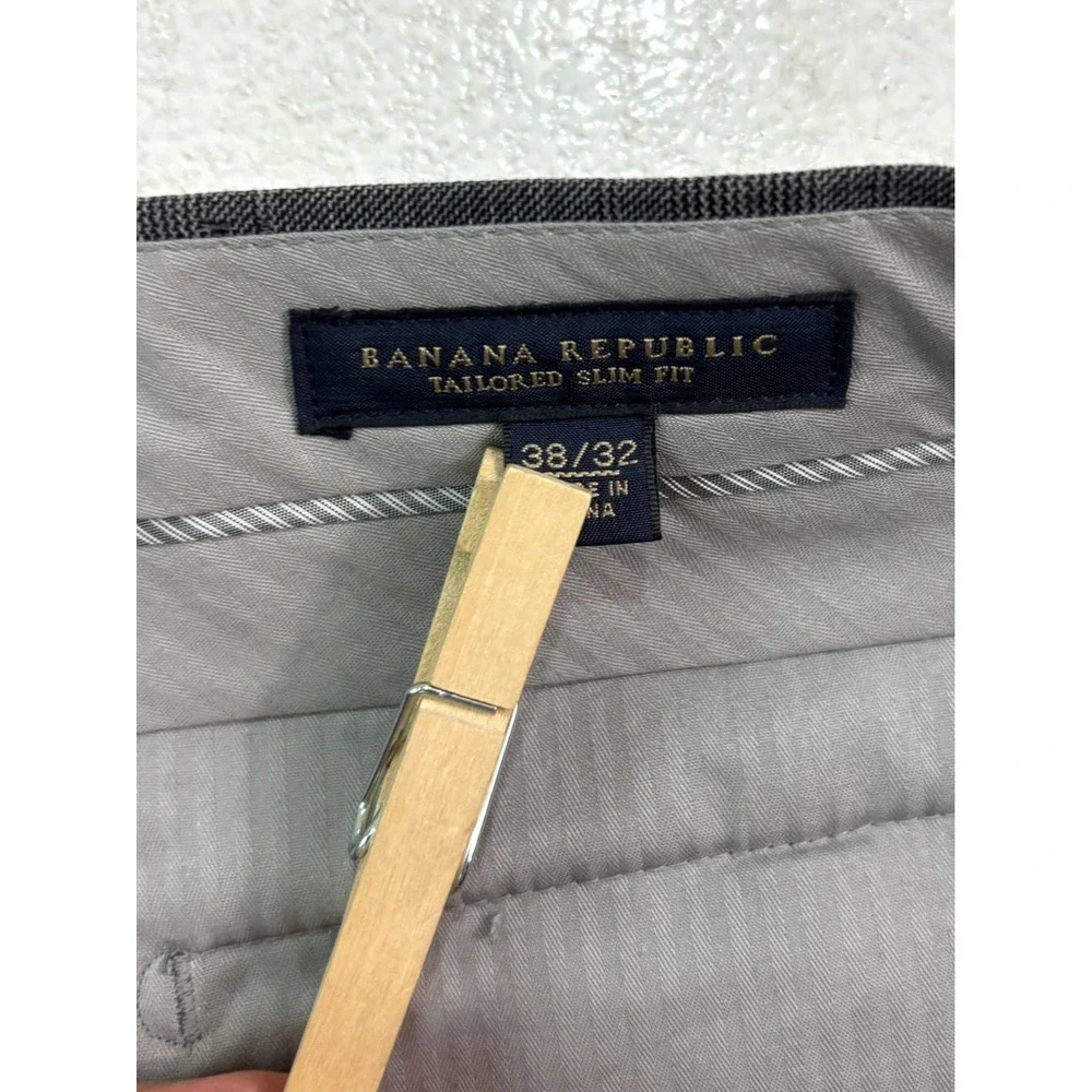 NEW Banana Republic 38x32 Gray‎ Plaid Dress Suit Pants Tailored Slim Fit Wool
